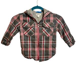Hatley Hooded Grey Plaid Flannel Full Zip Jacket Boys Size 2